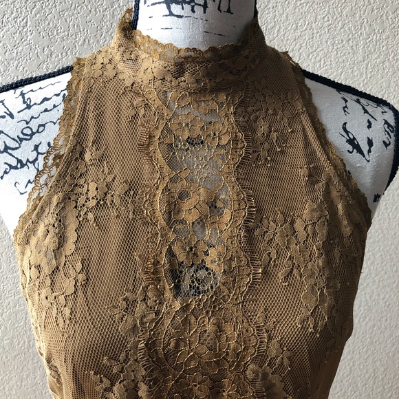 Free People gold lace dress. - Picture 2 of 6